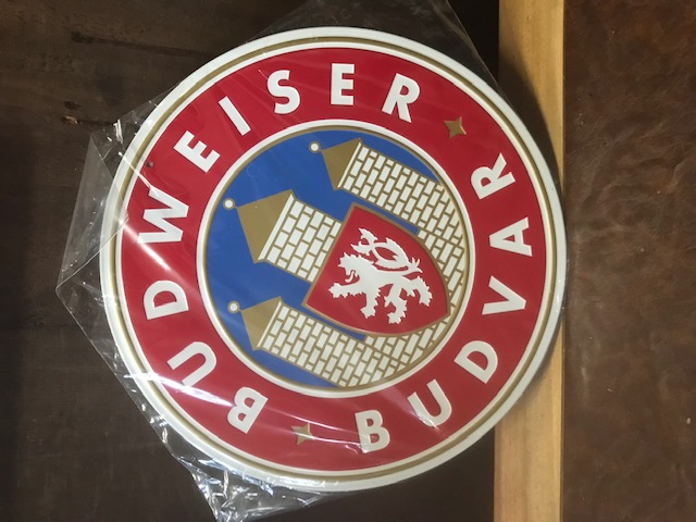 Blechschild rund Budvar, Budweiser 