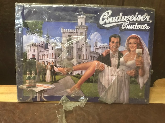 Blechschild Budvar, Budweiser