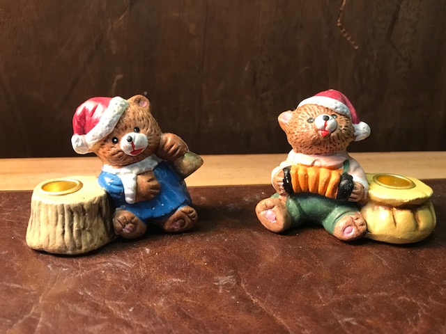 Weihnachtliche Kerzenhalter Teddys