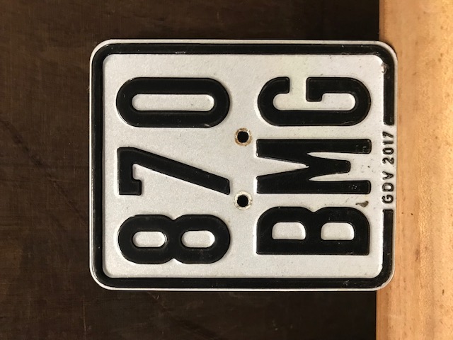 Moped Nummernschild Kennzeichen 870/2017