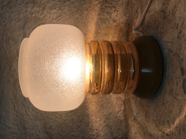 DDR Nachtischlampe aus Glas