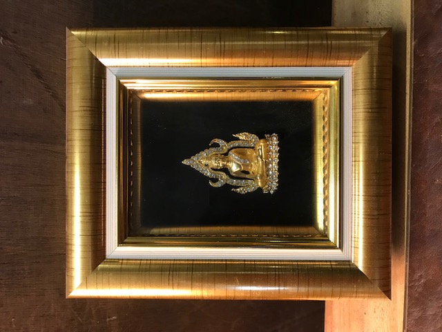 Bilderrahmen Buddha golden mit Glitzersteinchen