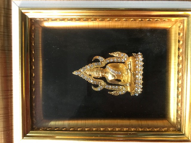 Bilderrahmen Buddha golden mit Glitzersteinchen